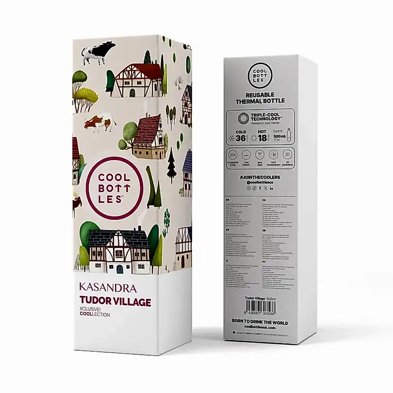 Cool Bottles Paslanmaz Çelik Suluk - The Kids Bottle Tudor Village 500 ml - Görsel 4