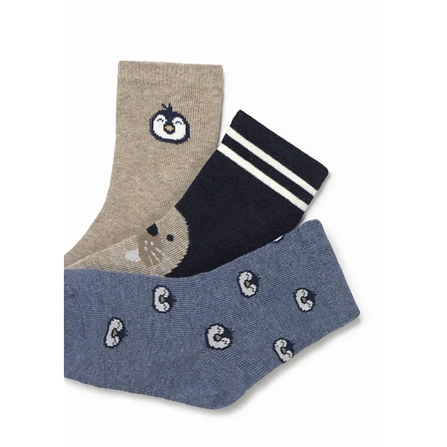 Mayoral Kışlık Erkek Bebek Çorap Üçlü Set Mavi