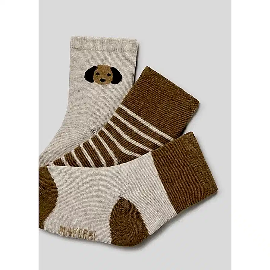Mayoral Kışlık Erkek Bebek Çorap Üçlü Set Bej