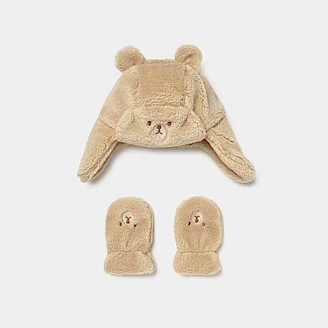 Mayoral Kışlık Erkek Bebek Kürklü Eldiven Bere Set Bej