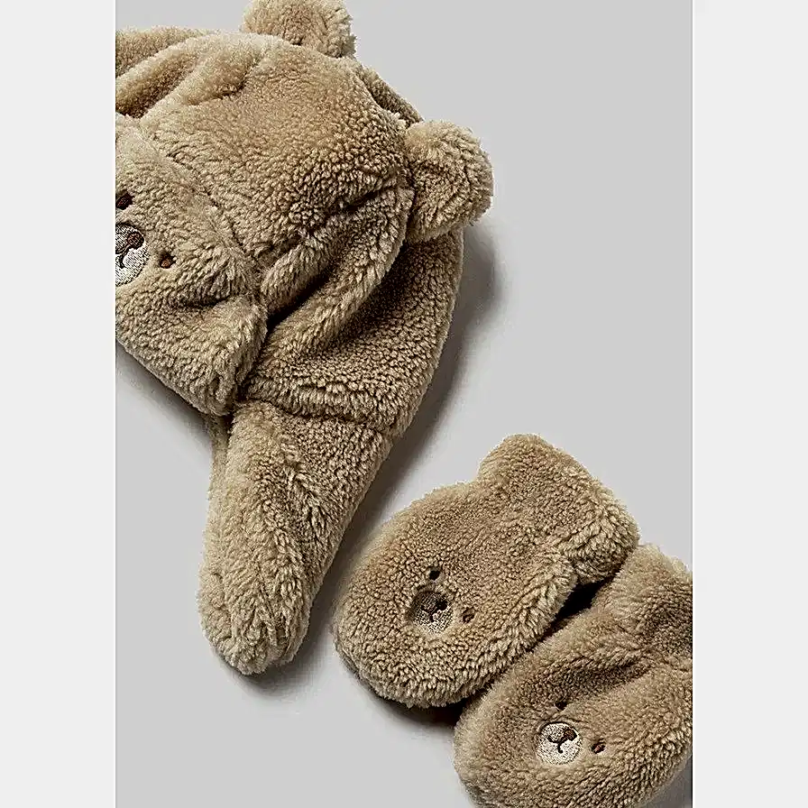 Mayoral Kışlık Erkek Bebek Kürklü Eldiven Bere Set Bej