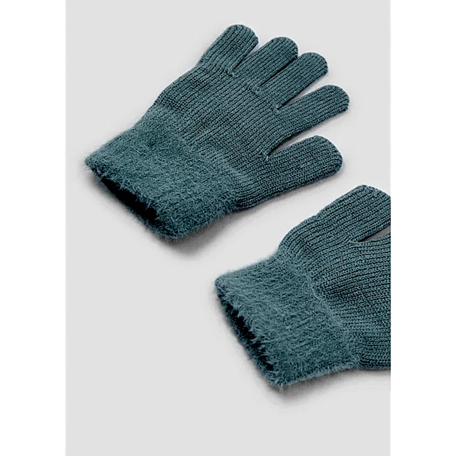 Mayoral Kışlık Kız Kürklü Örme Eldiven Yeşil