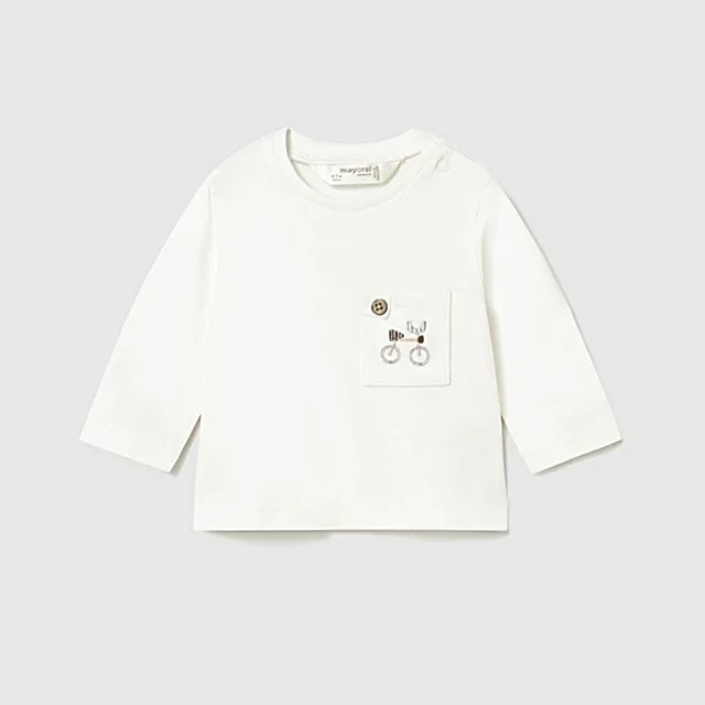 Mayoral Yazlık Erkek Bebek Uzun Kol T-shirt Ekru
