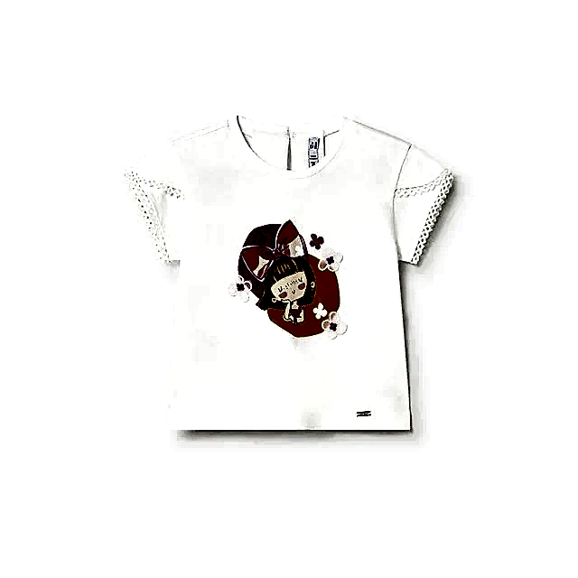 Mayoral Yazlık Kız Bebek Kısa Kol T-shirt Ekru