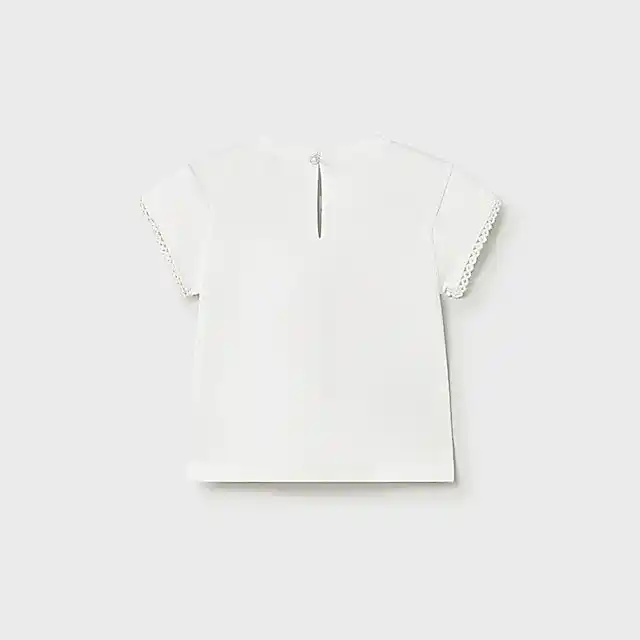 Mayoral Yazlık Kız Bebek Kısa Kol T-shirt Ekru