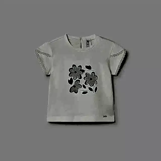 Mayoral Yazlık Kız Bebek Kısa Kol T-shirt Ekru