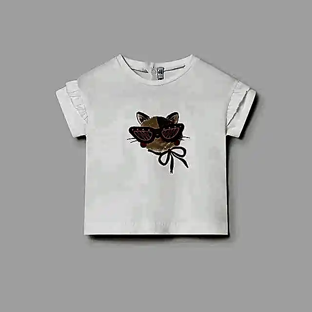 Mayoral Yazlık Kız Bebek Kısa Kol T-shirt Beyaz