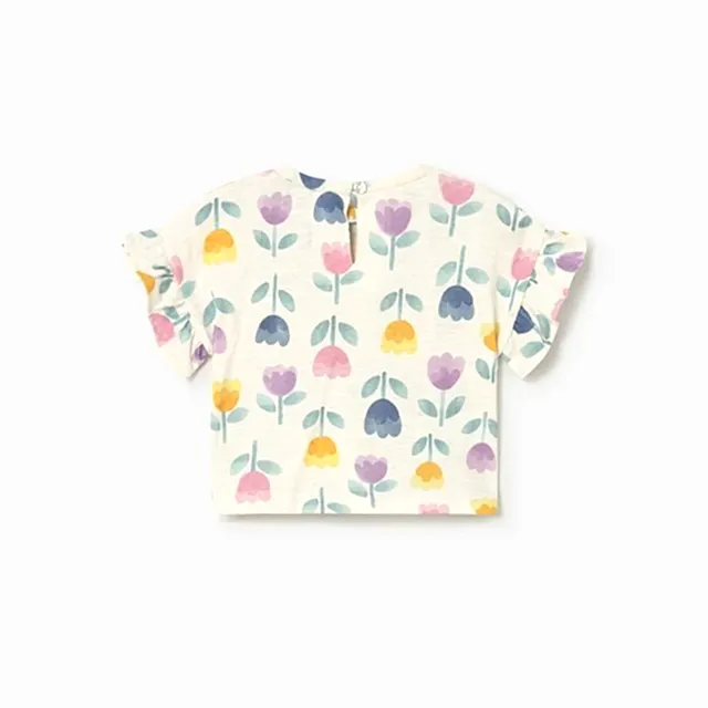 Mayoral Yazlık Kız Bebek Kısa Kol T-shirt Bej