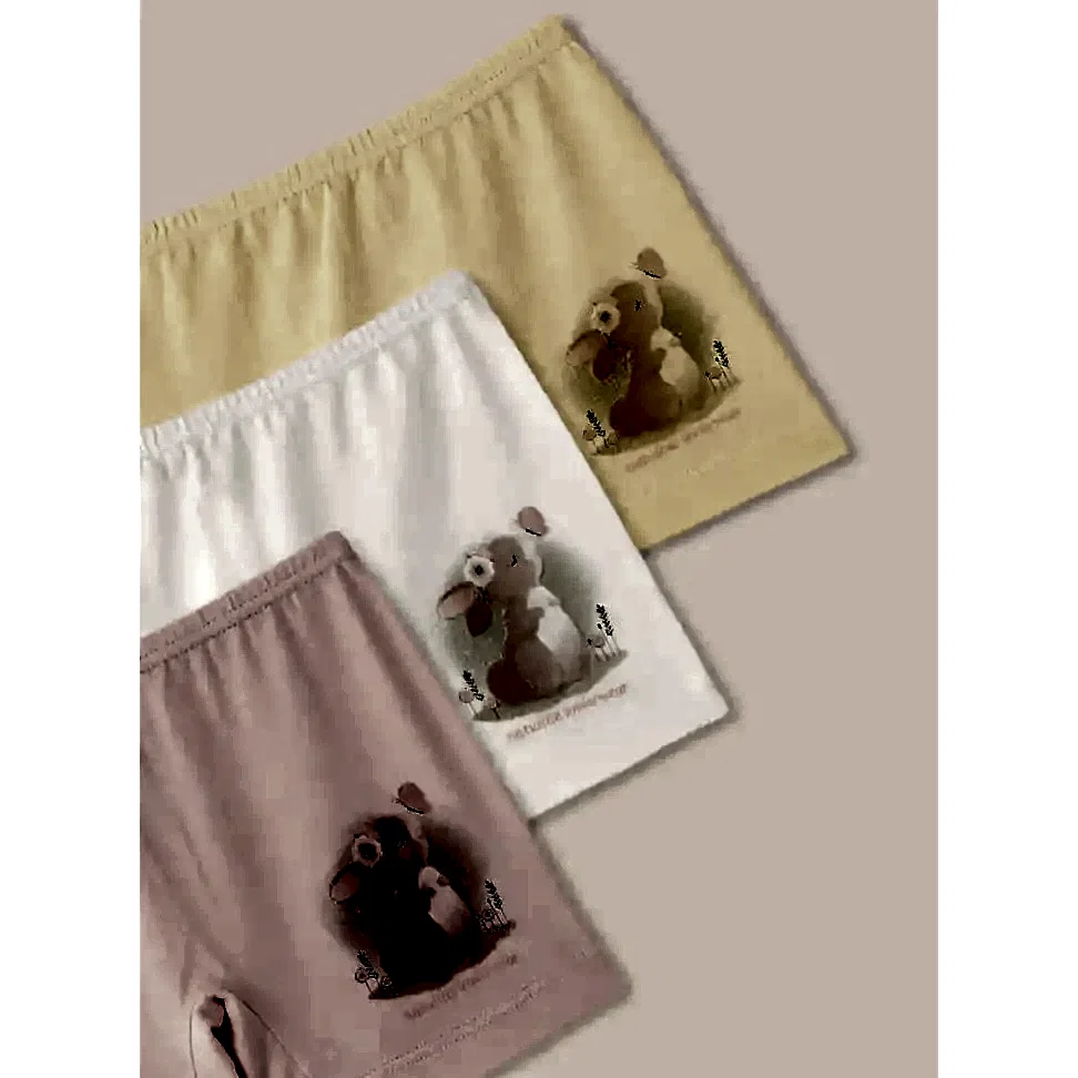 Natuline Kız Çocuk Organik Pamuklu Likralı Boxer Rabbit 3'lü Paket Pembe