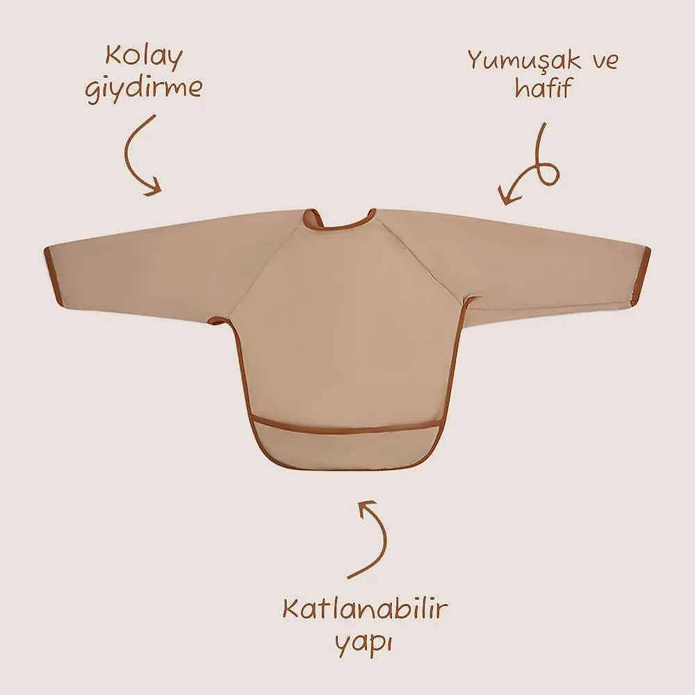 Miniboni Oyun Ve Mama Önlüğü Uzun Kollu Bej