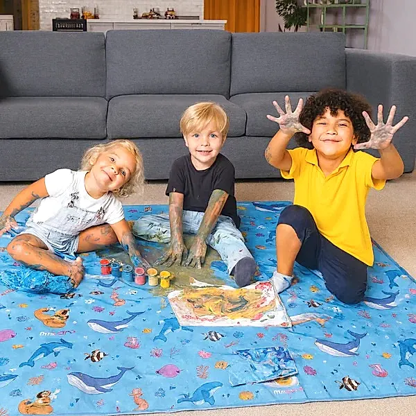 Minimono Yıkanabilir Mama Sandalyesi Altı ve Aktivite Örtüsü- Deniz Canlıları STD