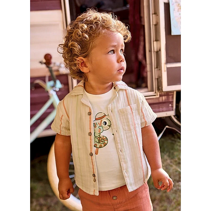 Mayoral Yazlık Erkek Bebek Kısa Kol Gömlek Bej