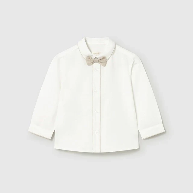 Mayoral Yazlık Erkek Bebek Uzun Kol Gömlek Papyon Set Ekru