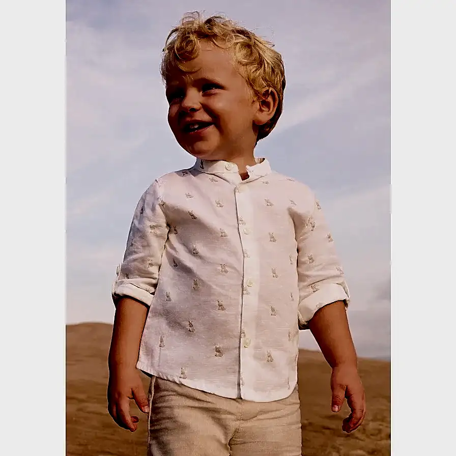 Mayoral Yazlık Erkek Bebek Uzun Kol Gömlek Ekru