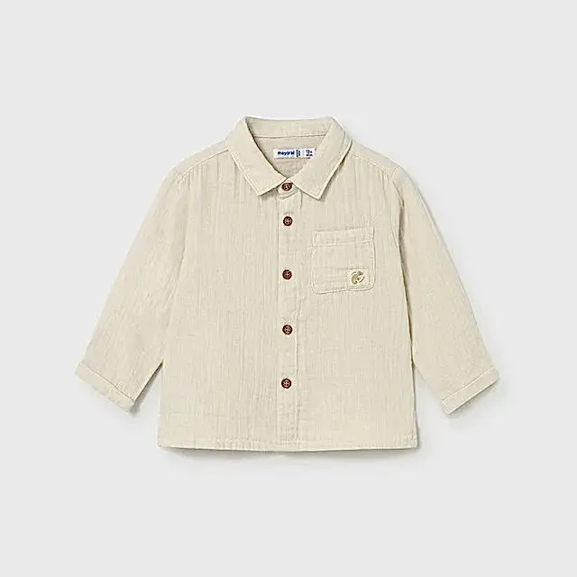 Mayoral Yazlık Erkek Bebek Uzun Kol Gömlek Bej