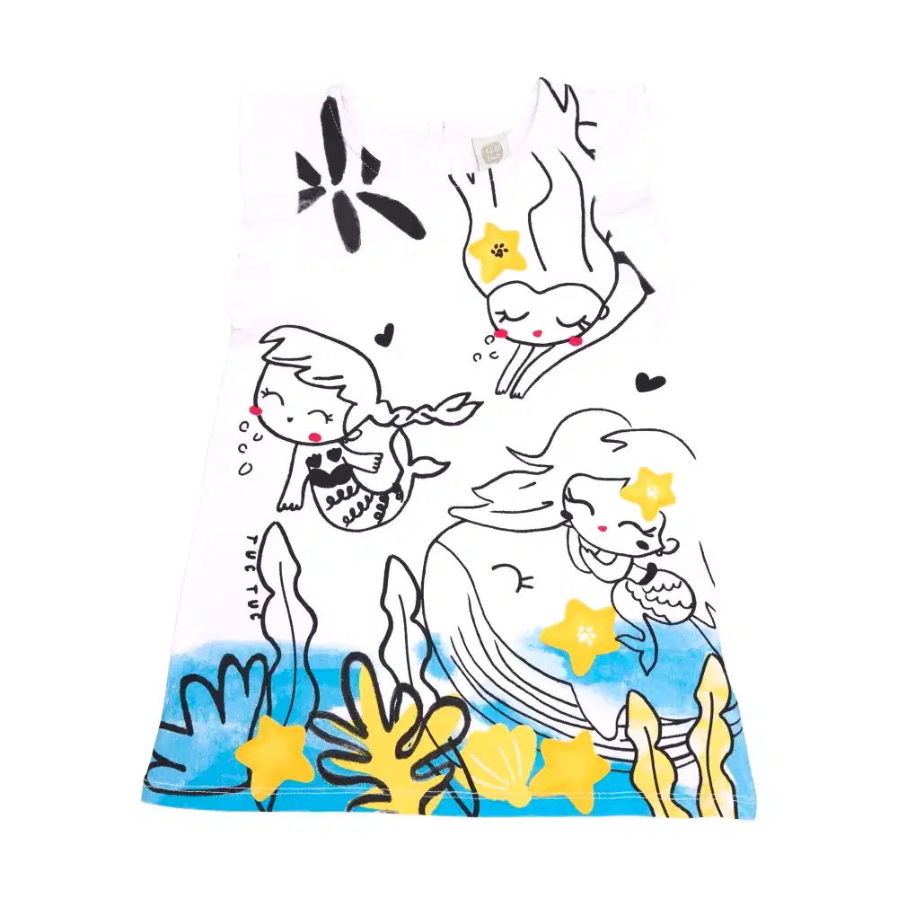 Tuc Tuc Yazlık Kız Bebek Elbise Ekru