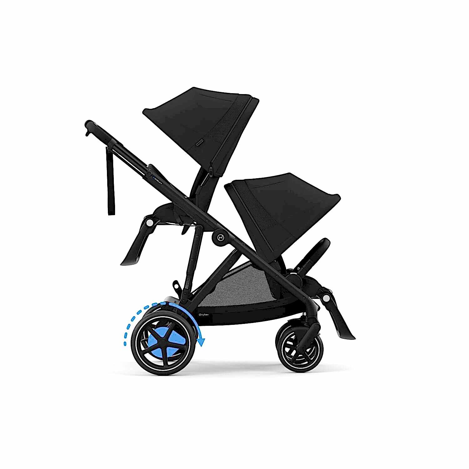 Cybex e-Gazelle S Black İkiz Bebek Arabası Moon Black - Bebek Arabaları