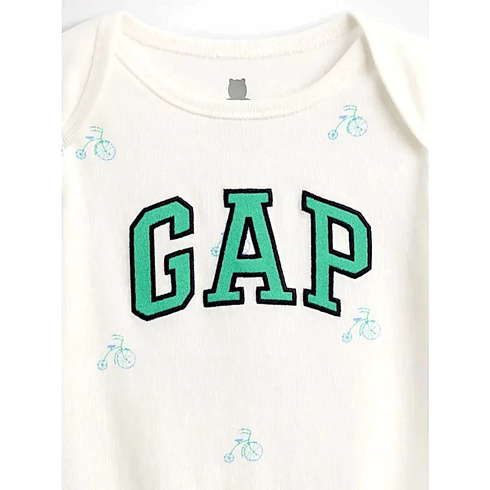 Gap Logolu Erkek Bebek Organik Pamuklu Body Beyaz