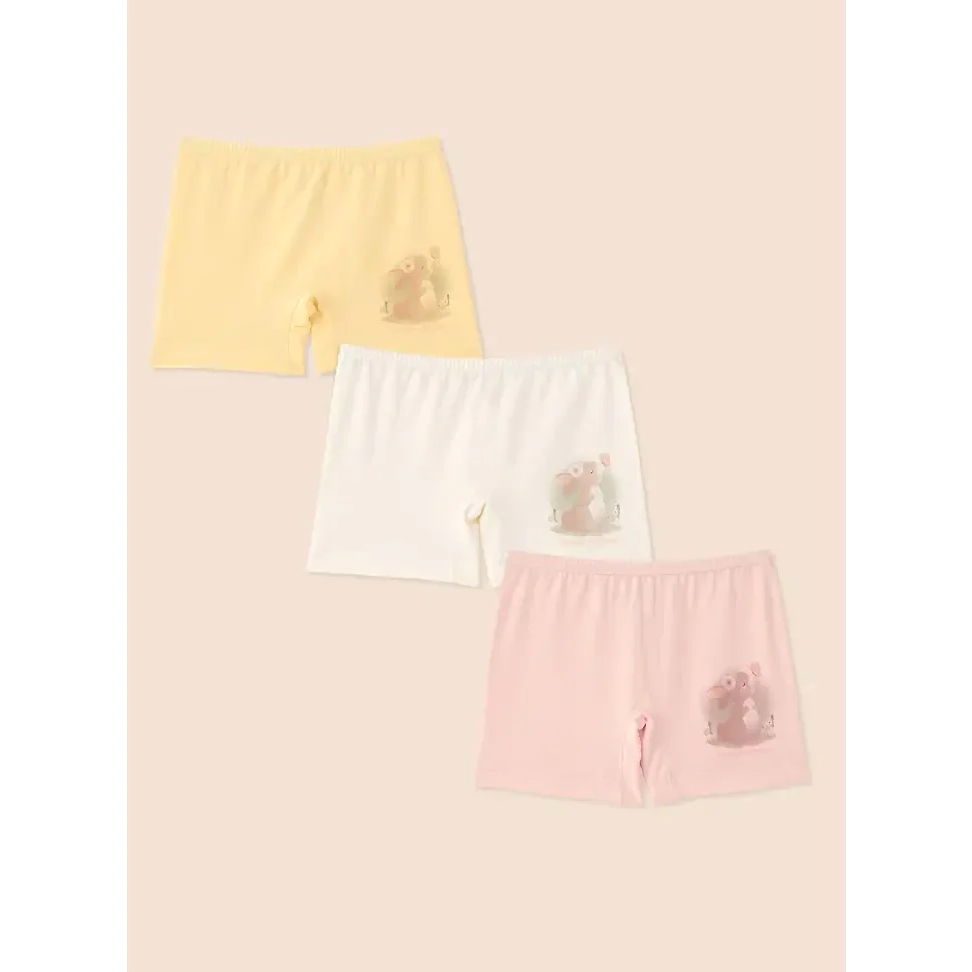 Natuline Kız Çocuk Organik Pamuklu Likralı Boxer Rabbit 3'lü Paket Pembe