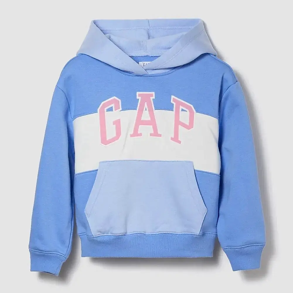 GAP Logolu Kışlık Kız Çocuk Kapüşonlu Sweatshirt Açık Mavi