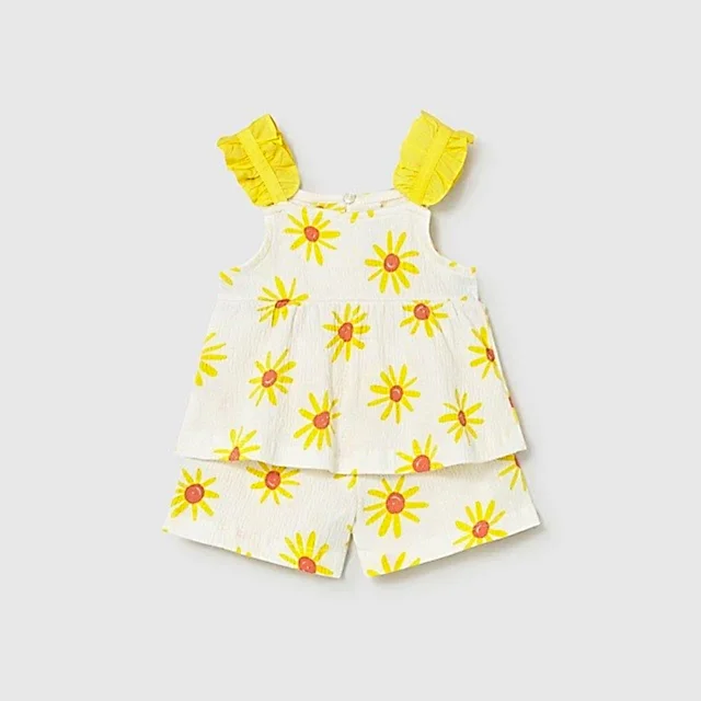 Mayoral Yazlık Kız Bebek Bluz Şort Set Sarı