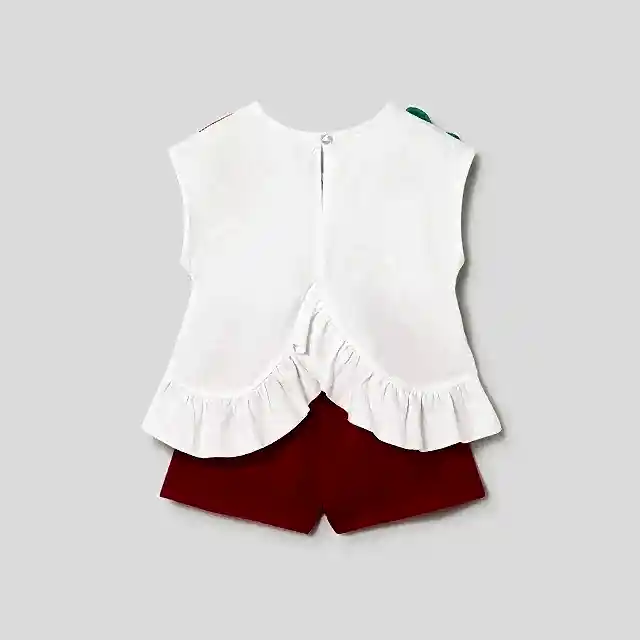 Mayoral Yazlık Kız Bebek Bluz Şort Set Beyaz