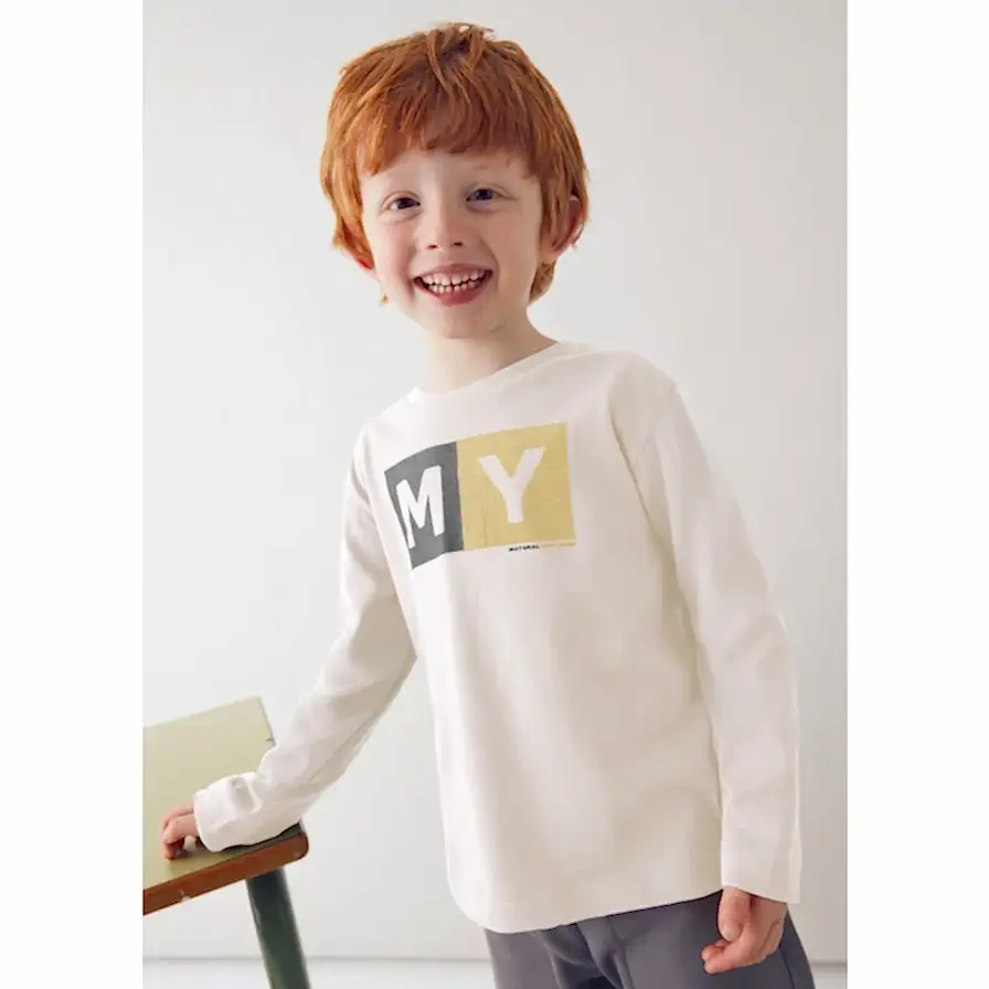 Mayoral Kışlık Erkek Basic Uzun Kol T-shirt Ekru