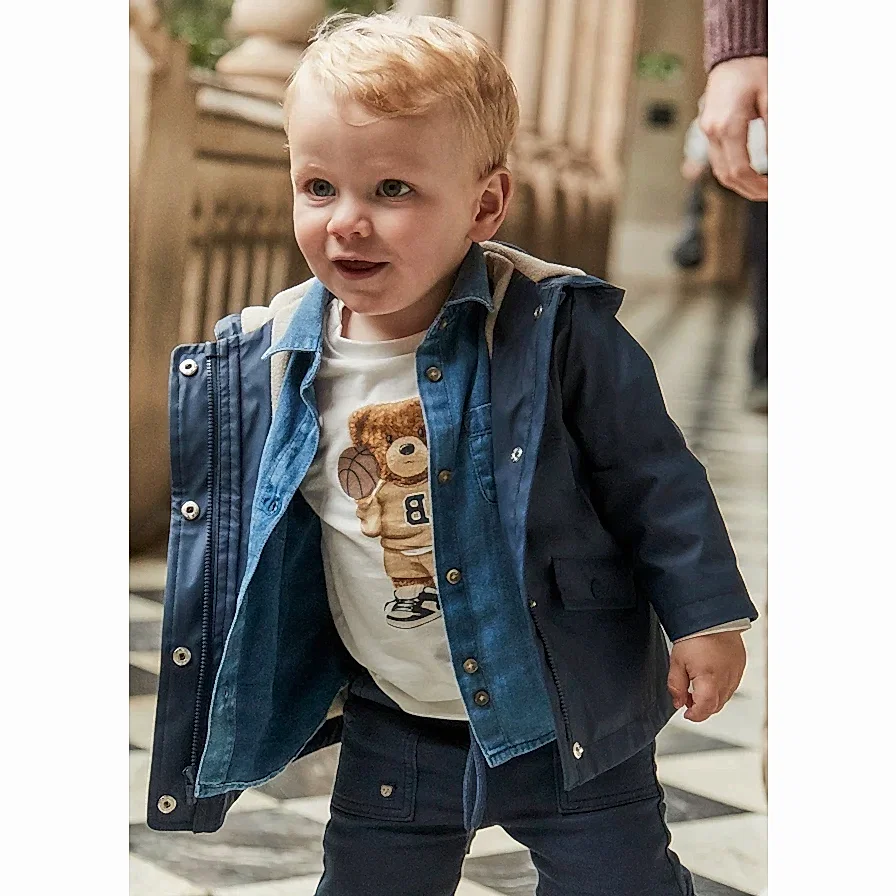 Mayoral Kışlık Erkek Bebek Kapşonlu Yağmurluk Lacivert