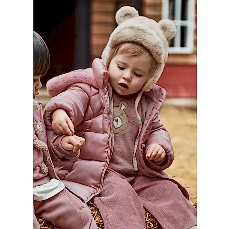 Mayoral Kışlık Kız Bebek Kapşonlu Uzun Mont Pembe