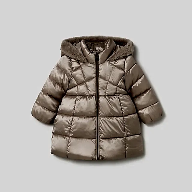 Mayoral Kışlık Kız Bebek Kapşonlu Uzun Mont Bej