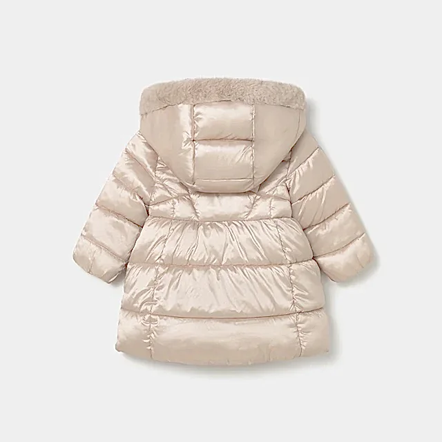 Mayoral Kışlık Kız Bebek Kapşonlu Uzun Mont Bej