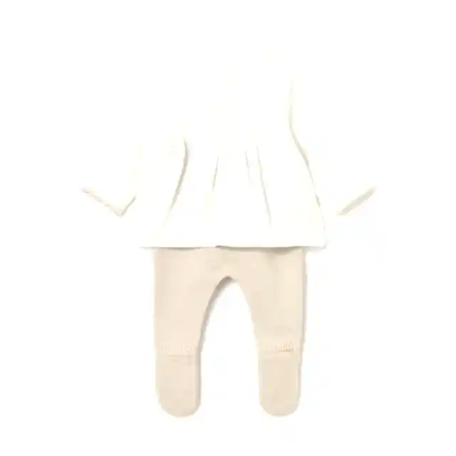 Mayoral Kışlık Kız Bebek Bluz Patikli Pantolon Tulum Set Bej