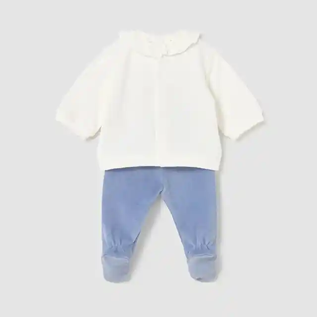 Mayoral Kışlık Kız Bebek Bluz Patikli Pantolon Tulum Set Mavi