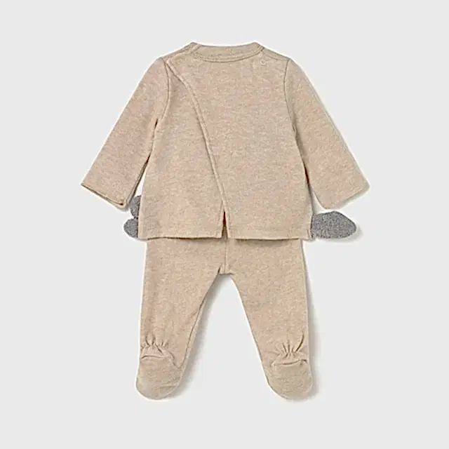 Mayoral Kışlık Kız Bebek Bluz Patikli Pantolon Tulum Set Bej