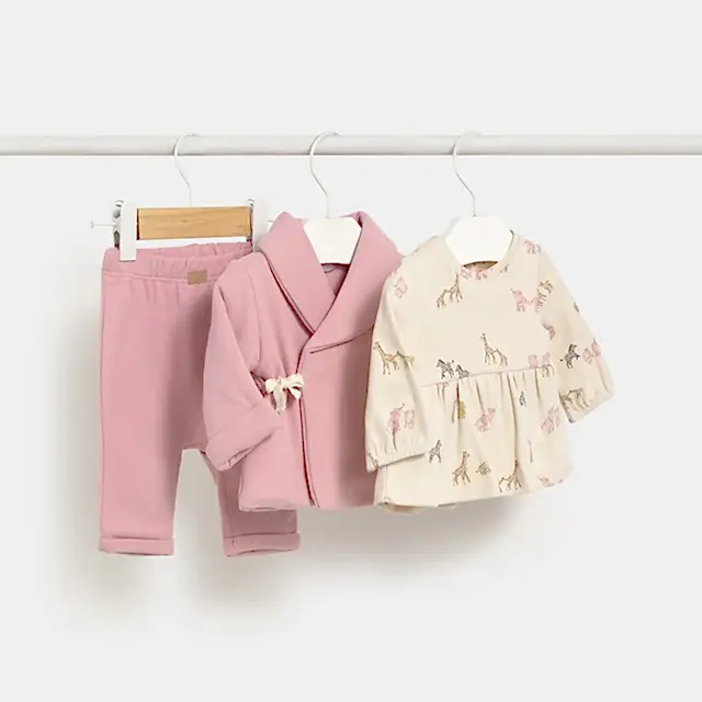 Mayoral Kışlık Kız Bebek Sweatshirt Eşofman Ceket Set Pembe