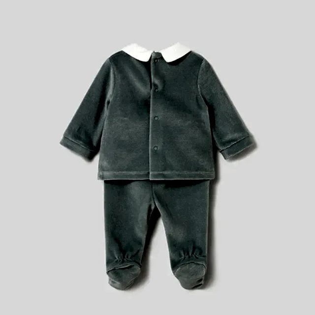 Mayoral Kışlık Erkek Bebek Bluz Patikli Pantolon Tulum Set Yeşil