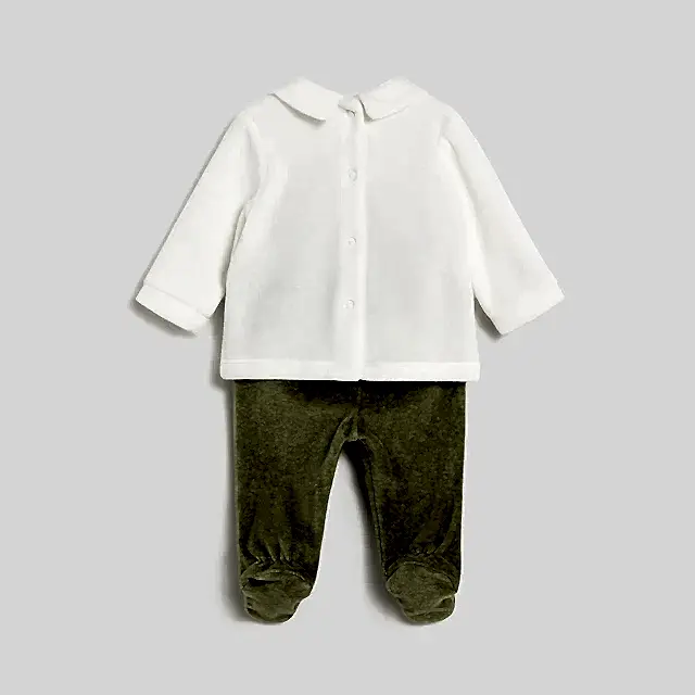 Mayoral Kışlık Erkek Bebek Bluz Patikli Pantolon Tulum Set Yeşil