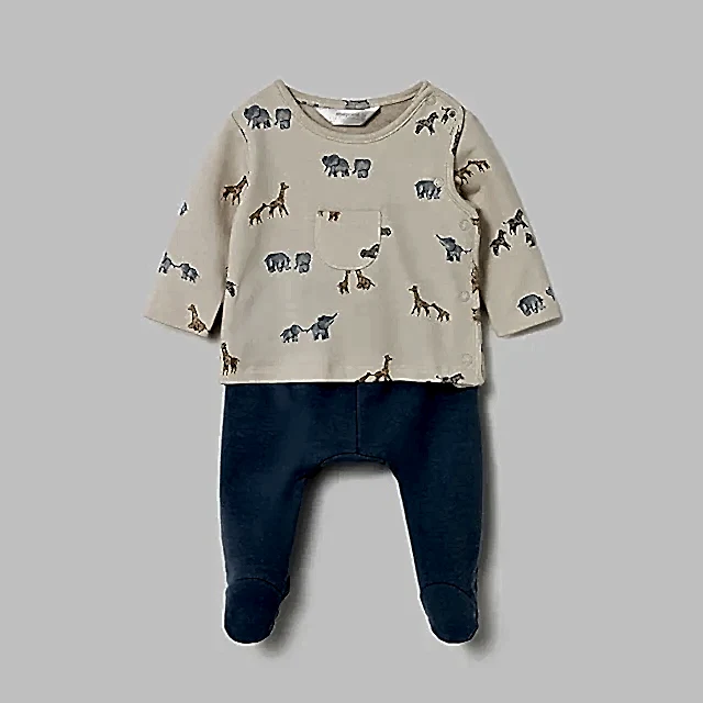 Mayoral Kışlık Erkek Bebek Bluz Patikli Pantolon Tulum Set Mavi