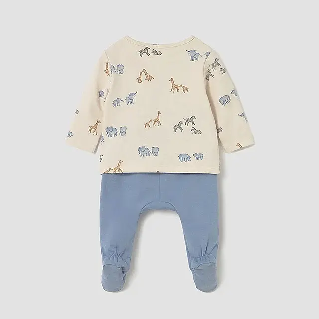 Mayoral Kışlık Erkek Bebek Bluz Patikli Pantolon Tulum Set Mavi