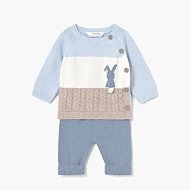 Mayoral Kışlık Erkek Bebek Örme Sweatshirt Pantolon Set Mavi