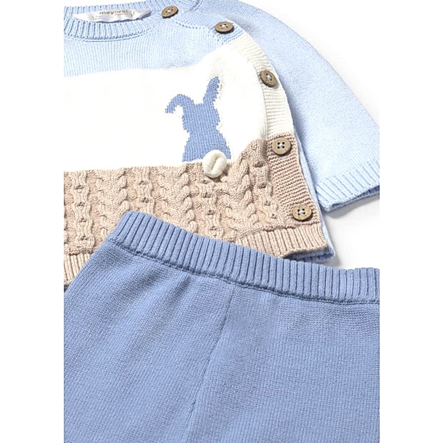 Mayoral Kışlık Erkek Bebek Örme Sweatshirt Pantolon Set Mavi