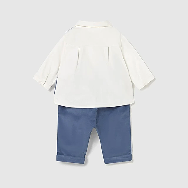 Mayoral Kışlık Erkek Bebek Papyonlu Gömlek Yelek Pantolon Set Mavi