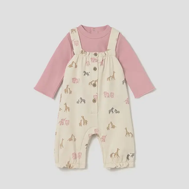 Mayoral Kışlık Kız Bebek Bluz Tulum Set Pembe