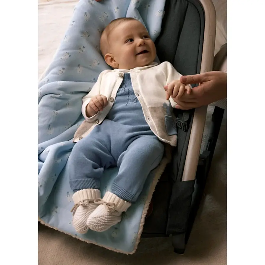 Mayoral Kışlık Erkek Bebek Bluz Örme Ceket Tulum Set Mavi