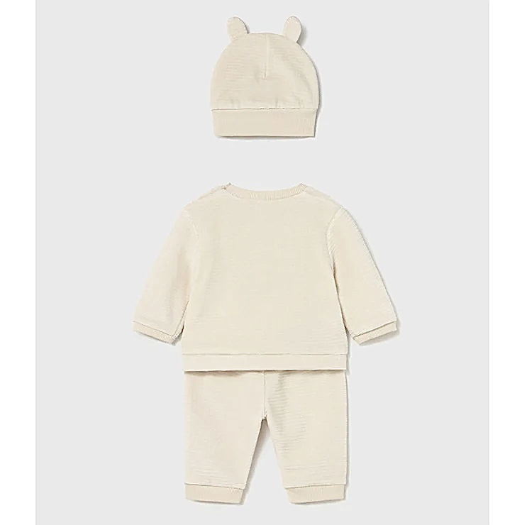 Mayoral Kışlık Erkek Bebek Sweatshirt Eşofman Bere Set Bej