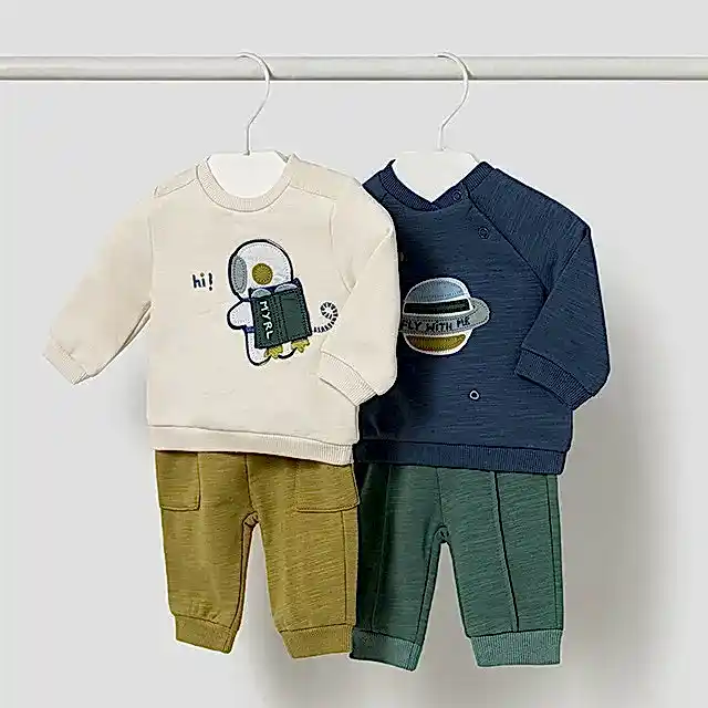 Mayoral Kışlık Erkek Bebek Sweatshirt Eşofman Dörtlü Set Mavi
