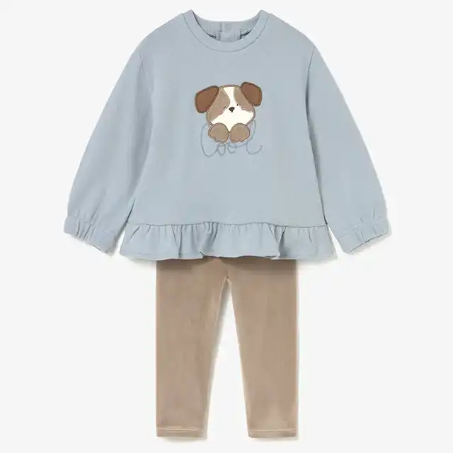 Mayoral Kışlık Kız Bebek Sweatshirt Tayt Pantolon Set Mavi