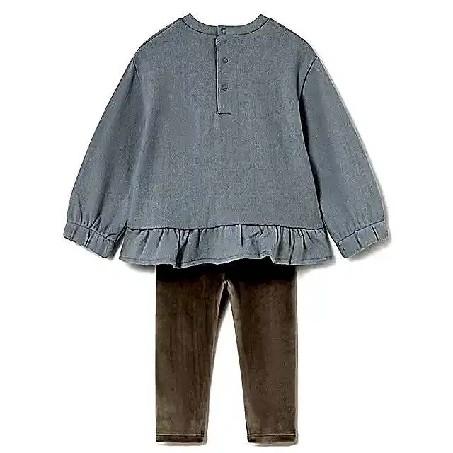 Mayoral Kışlık Kız Bebek Sweatshirt Tayt Pantolon Set Mavi