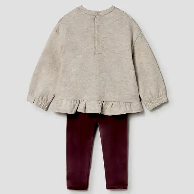Mayoral Kışlık Kız Bebek Sweatshirt Tayt Pantolon Set Bej