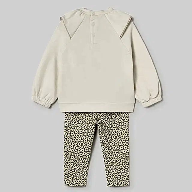 Mayoral Kışlık Kız Bebek Sweatshirt Tayt Pantolon Set Ekru